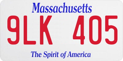 MA license plate 9LK405