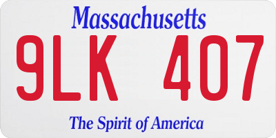 MA license plate 9LK407
