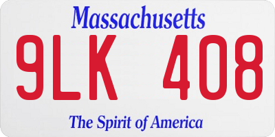 MA license plate 9LK408
