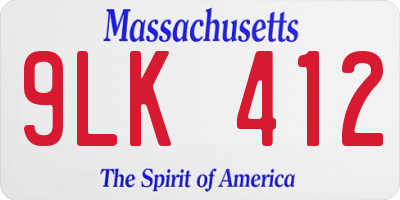 MA license plate 9LK412