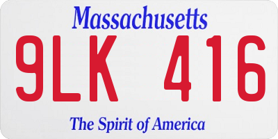 MA license plate 9LK416