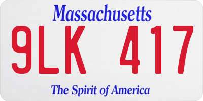 MA license plate 9LK417