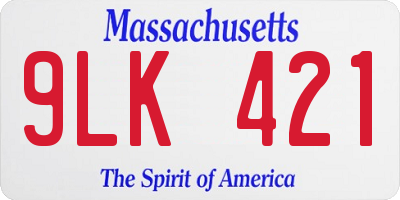 MA license plate 9LK421