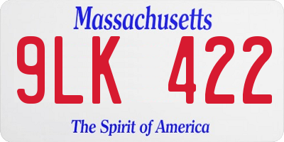 MA license plate 9LK422