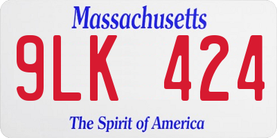 MA license plate 9LK424
