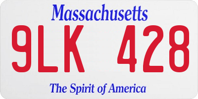 MA license plate 9LK428