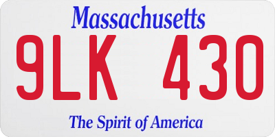 MA license plate 9LK430