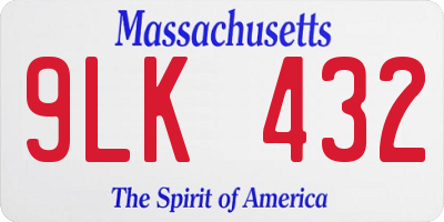 MA license plate 9LK432