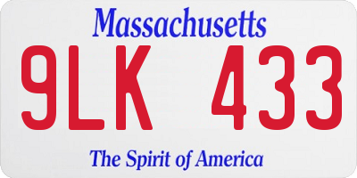 MA license plate 9LK433