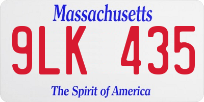 MA license plate 9LK435