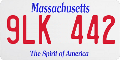 MA license plate 9LK442