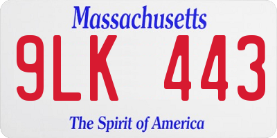 MA license plate 9LK443