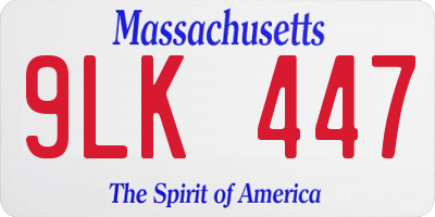 MA license plate 9LK447