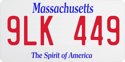 MA license plate 9LK449