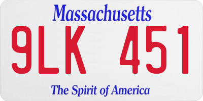MA license plate 9LK451