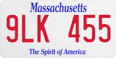 MA license plate 9LK455