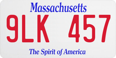 MA license plate 9LK457