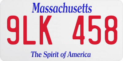MA license plate 9LK458