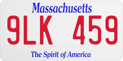 MA license plate 9LK459