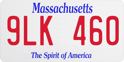 MA license plate 9LK460