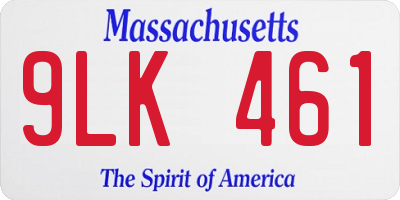 MA license plate 9LK461
