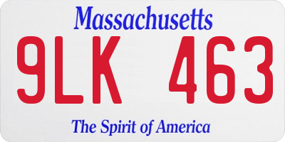 MA license plate 9LK463