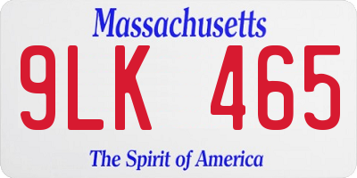 MA license plate 9LK465