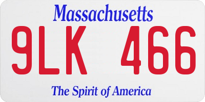 MA license plate 9LK466