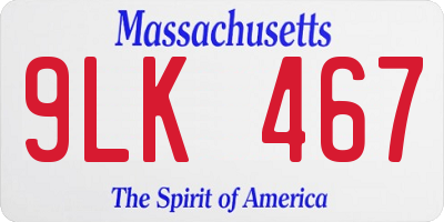 MA license plate 9LK467