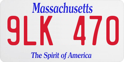 MA license plate 9LK470