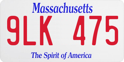 MA license plate 9LK475