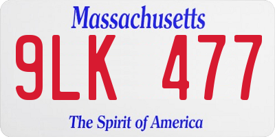 MA license plate 9LK477