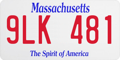 MA license plate 9LK481