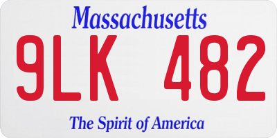 MA license plate 9LK482