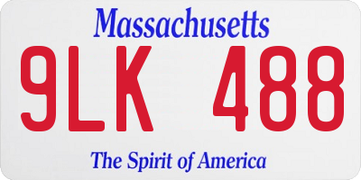 MA license plate 9LK488