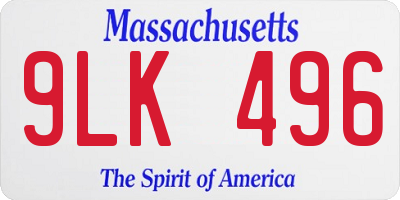 MA license plate 9LK496