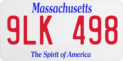 MA license plate 9LK498