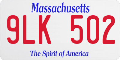 MA license plate 9LK502