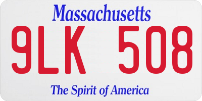 MA license plate 9LK508