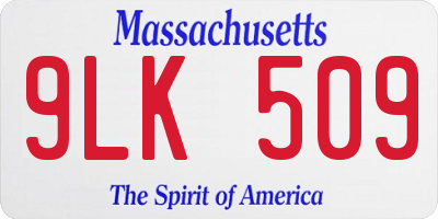 MA license plate 9LK509
