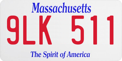 MA license plate 9LK511
