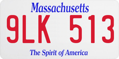 MA license plate 9LK513