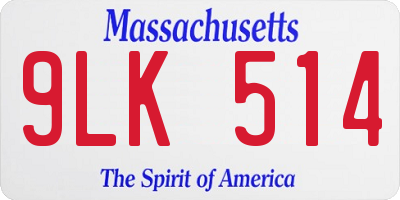 MA license plate 9LK514
