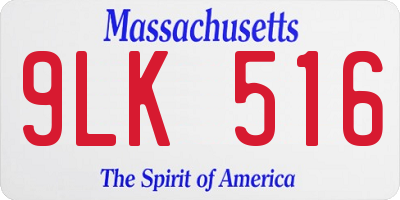 MA license plate 9LK516