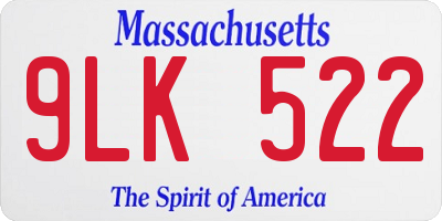 MA license plate 9LK522