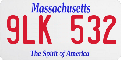 MA license plate 9LK532