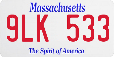 MA license plate 9LK533