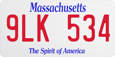 MA license plate 9LK534