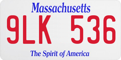 MA license plate 9LK536