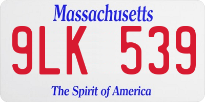 MA license plate 9LK539